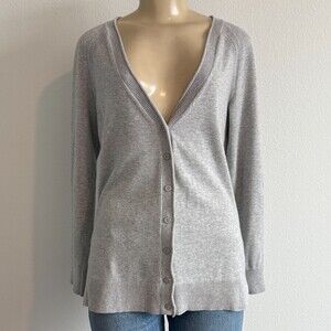 Talbots Romantic Pointelle Trim V-Neck Cardigan Minimalist Quiet Luxury Preppy